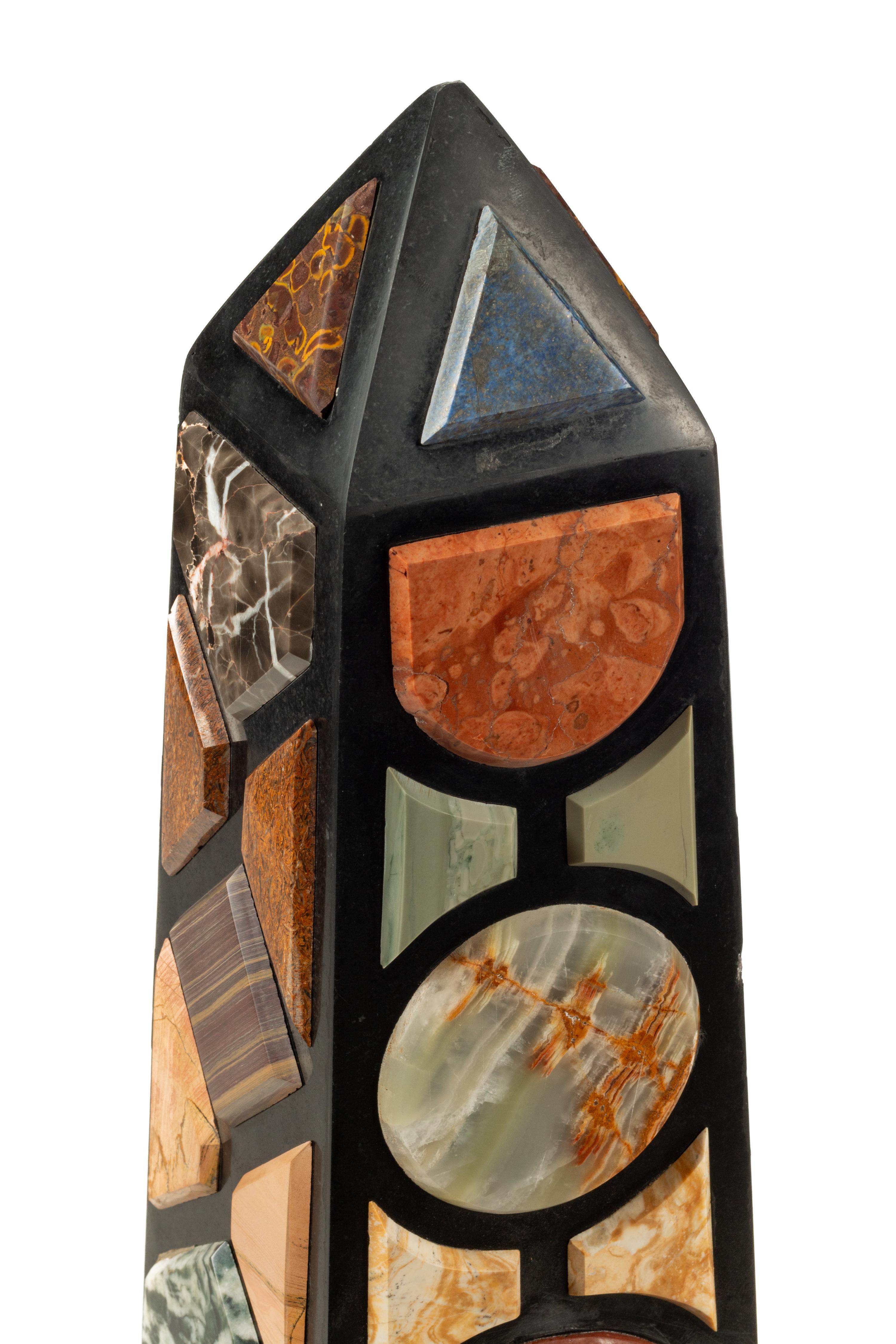 A Pair of Grand Tour Style Specimen Marble Obelisks