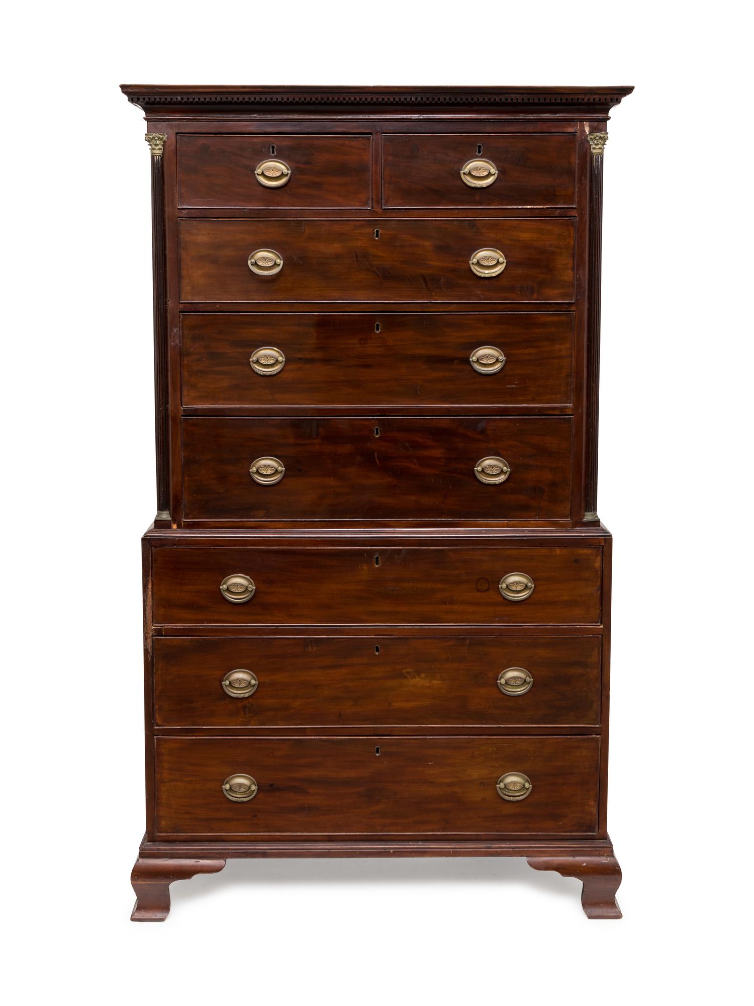 A George IIl Style Mahogany Chest on Chest — 19TH CENTURY