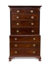A George IIl Style Mahogany Chest on Chest — 19TH CENTURY