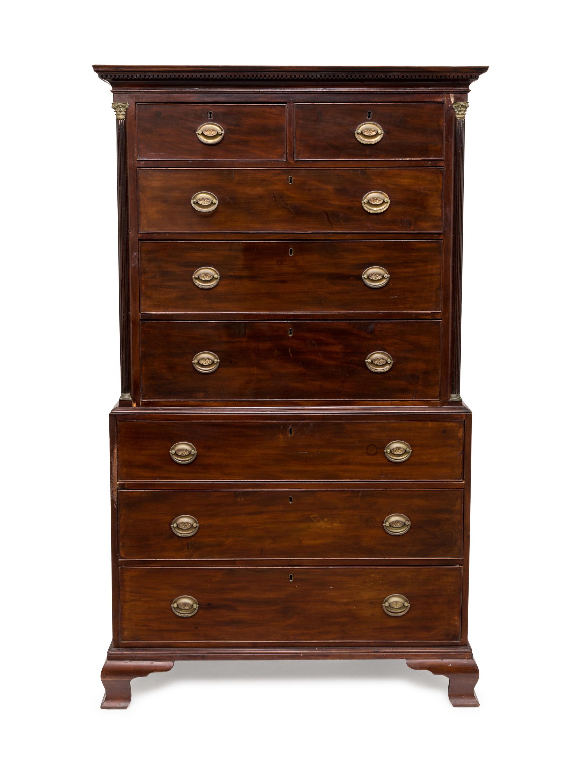 A George IIl Style Mahogany Chest on Chest — 19TH CENTURY