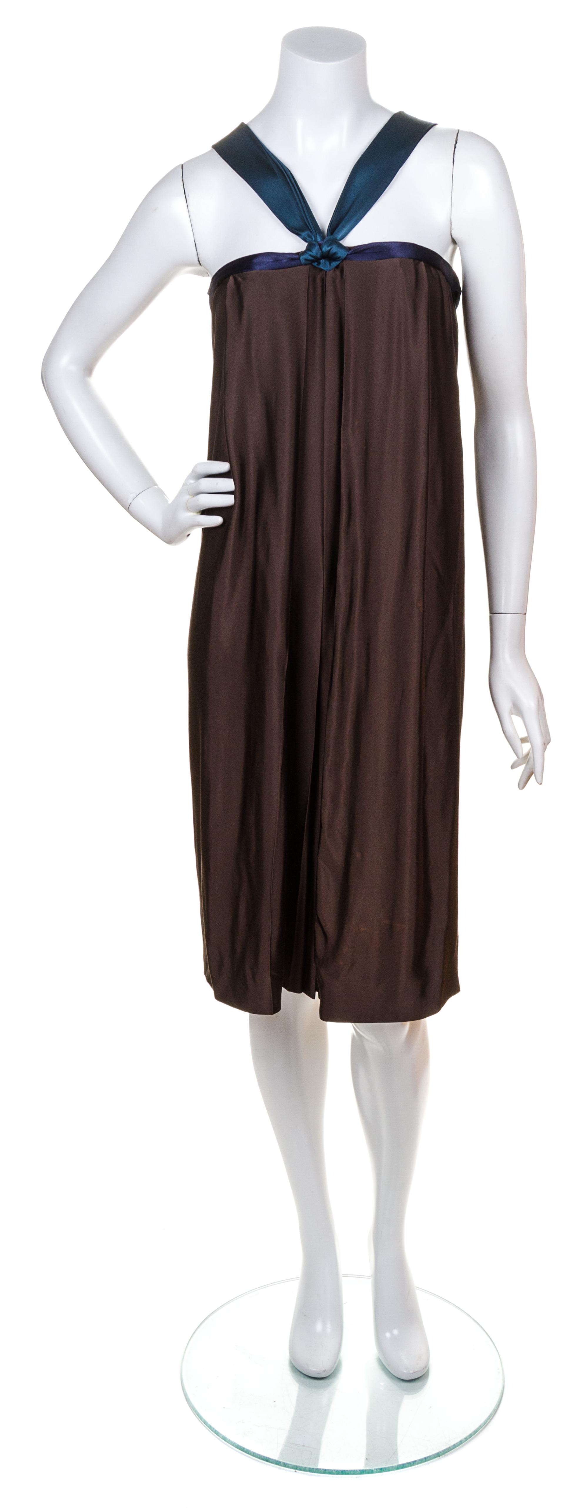 A Lanvin Brown Halter Dress, Size 38.
