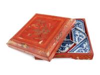 A Chinese Export Canton Blue and White Porcelain Sweetmeat Set