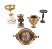 Five Neoclassical Gilt and Patinated Bronze Table Articles