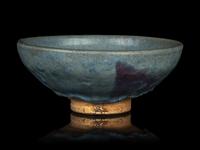A Large Chinese Junyao Purple Splashed Blue Glazed Stoneware Bowl