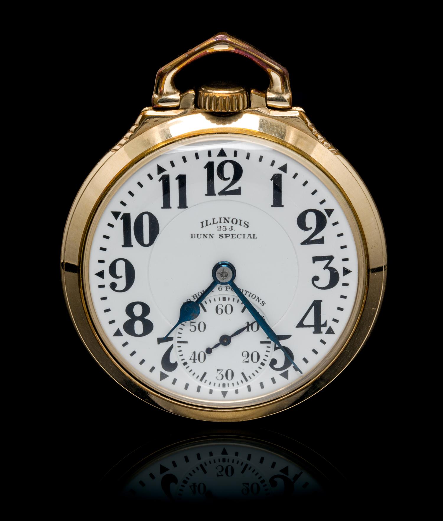 A 10 Karat Gold Filled 60 Hour Bunn Special 163A Open Face Pocket Watch, Illinois Watch Co., Circa 1932,