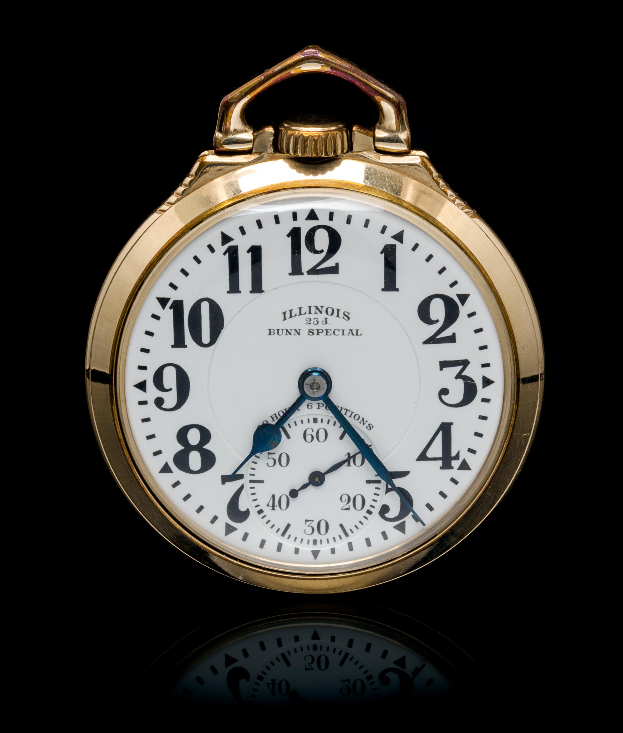 A 10 Karat Gold Filled 60 Hour Bunn Special 163A Open Face Pocket Watch, Illinois Watch Co., Circa 1932,
