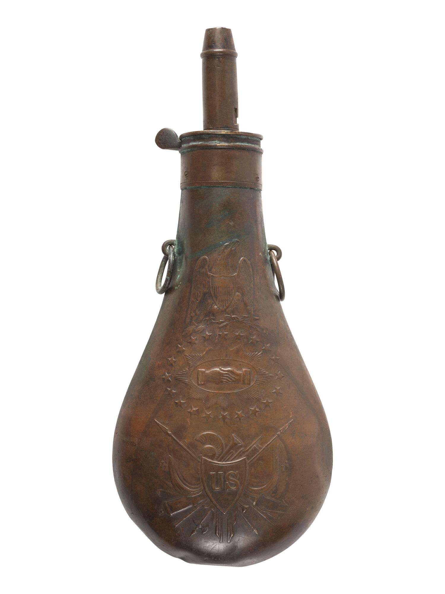 [CIVIL WAR]. Peace flask. Manufactured by Batty, Springfield, MA. 1858.