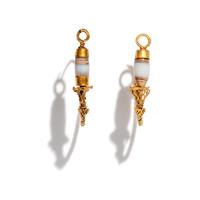 A Pair of Roman Agate and Gold Hoop Earrings