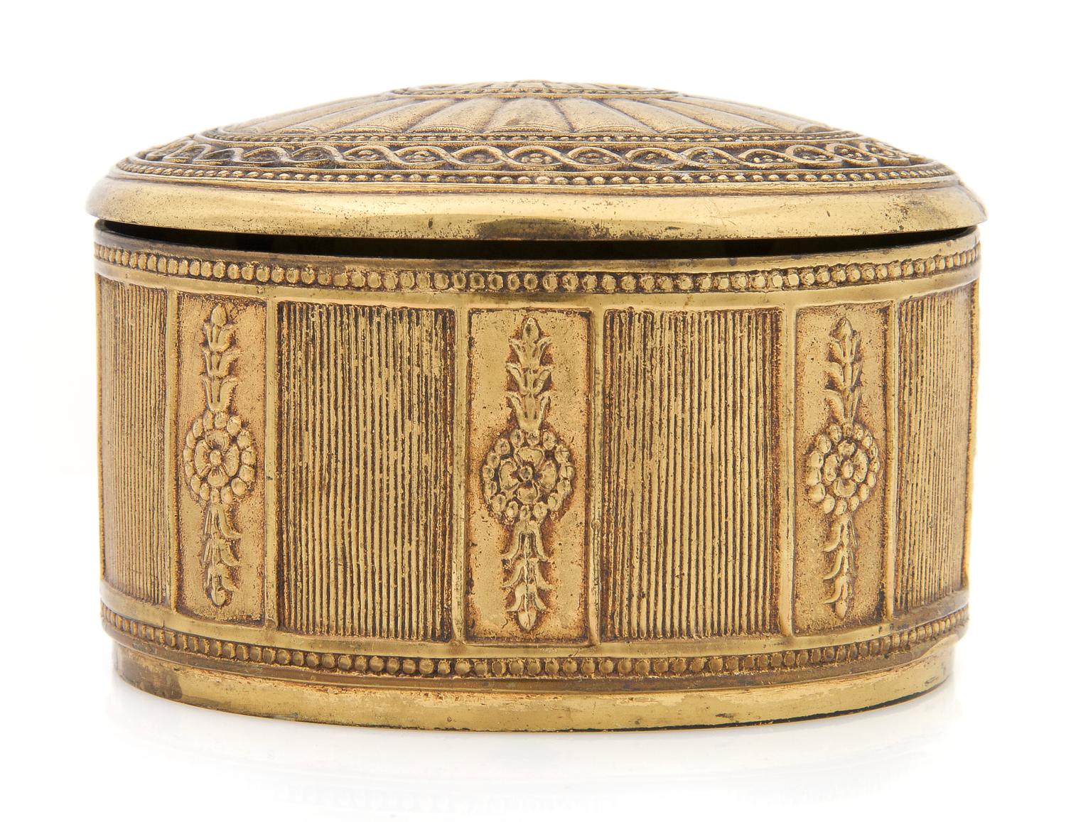 A Tiffany Studios Gilt Bronze Box, Height 4 1/8 inches.