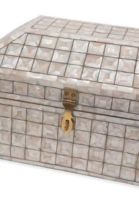 A Mother-of-Pearl Table Casket and a Bone Veneered Table Casket