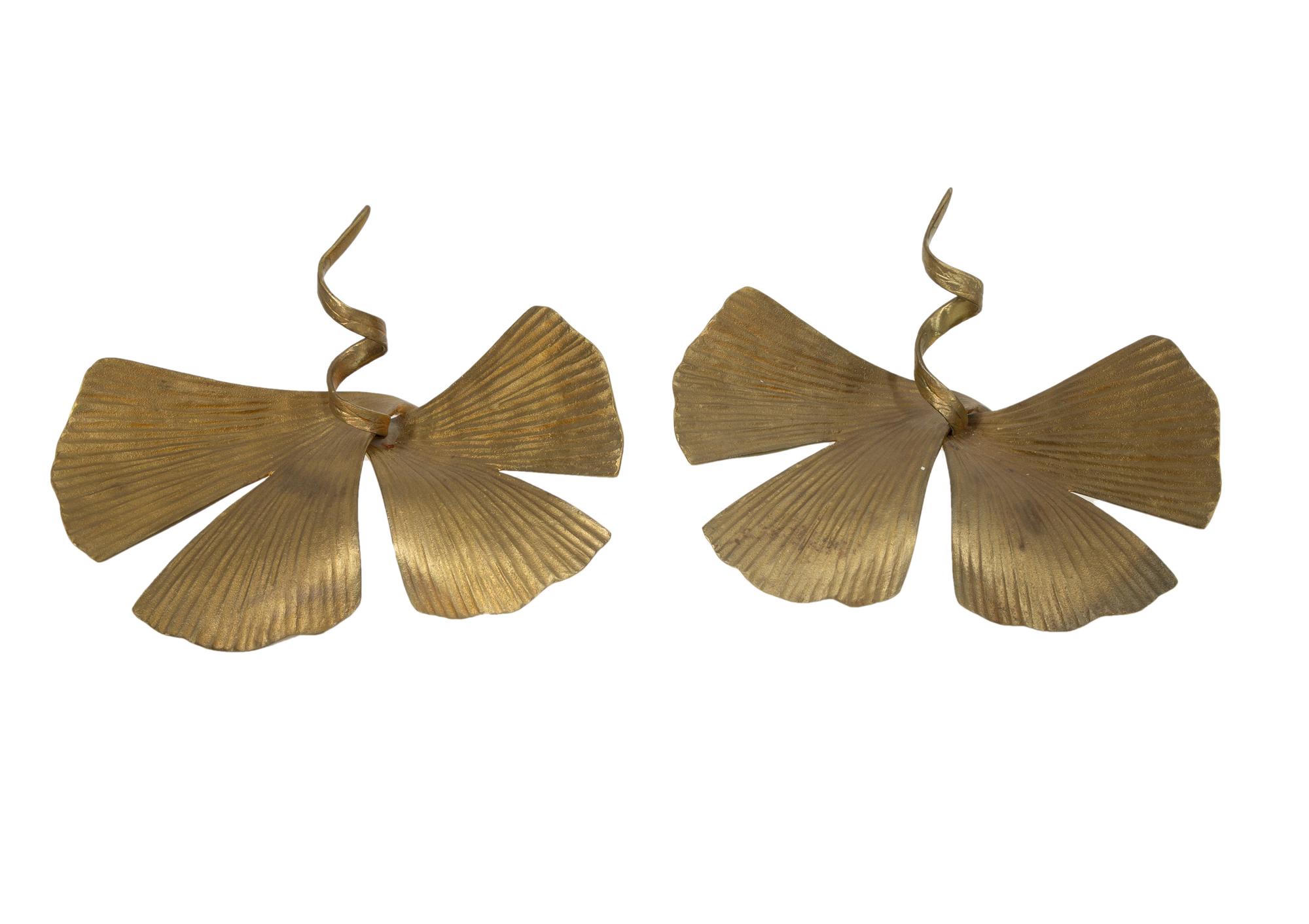 A Pair of Marc Bankowsky Bronze Ginko Candlesticks