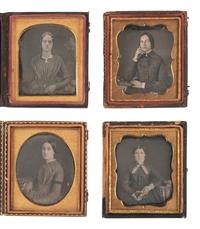 [EARLY PHOTOGRAPHY]. 21 sixth plate daguerreotypes of women with books.