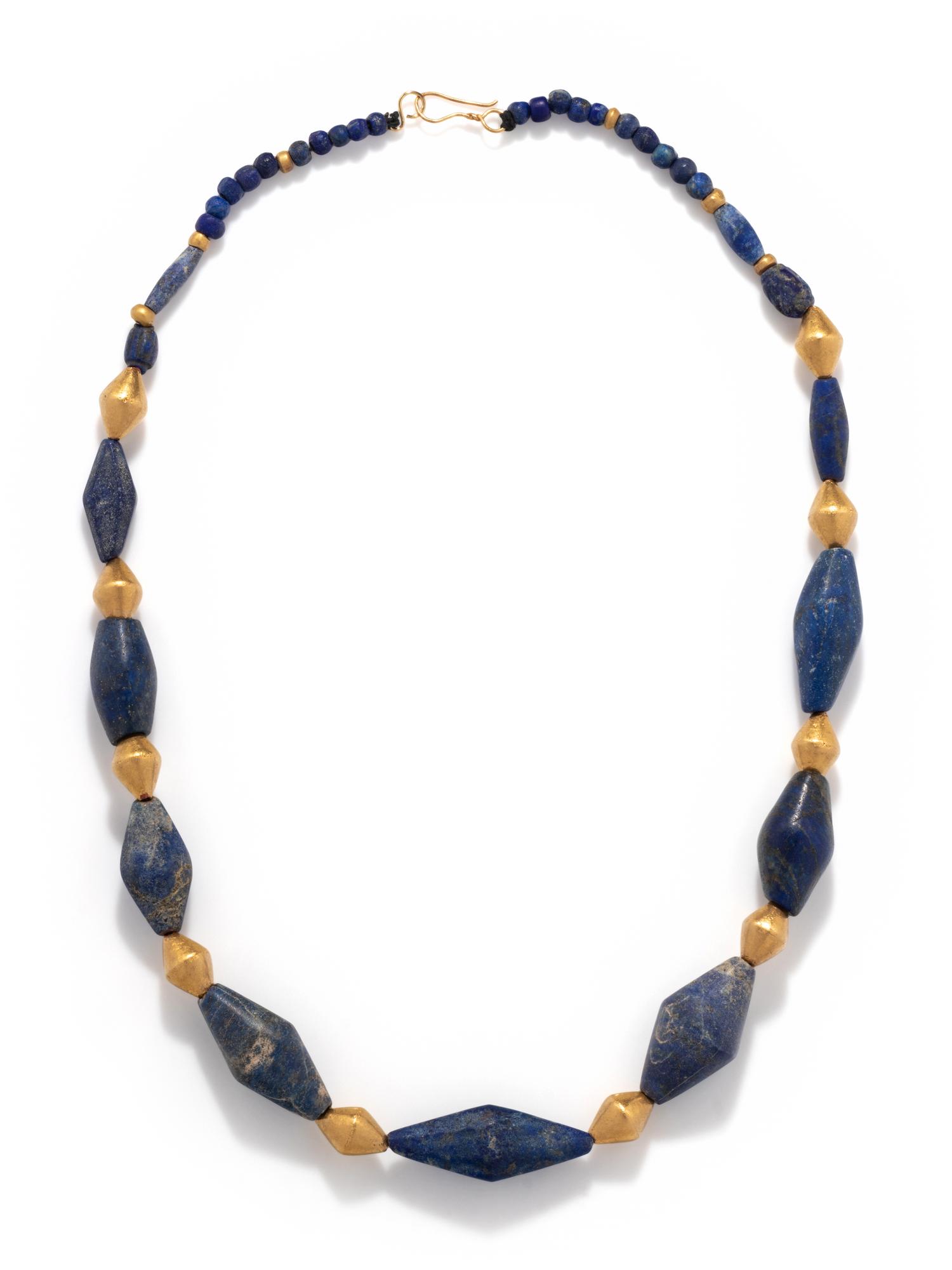 A Sumerian Lapis Lazuli and Gold Bead Necklace