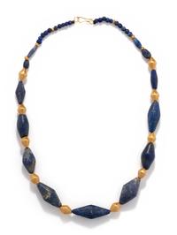 A Sumerian Lapis Lazuli and Gold Bead Necklace