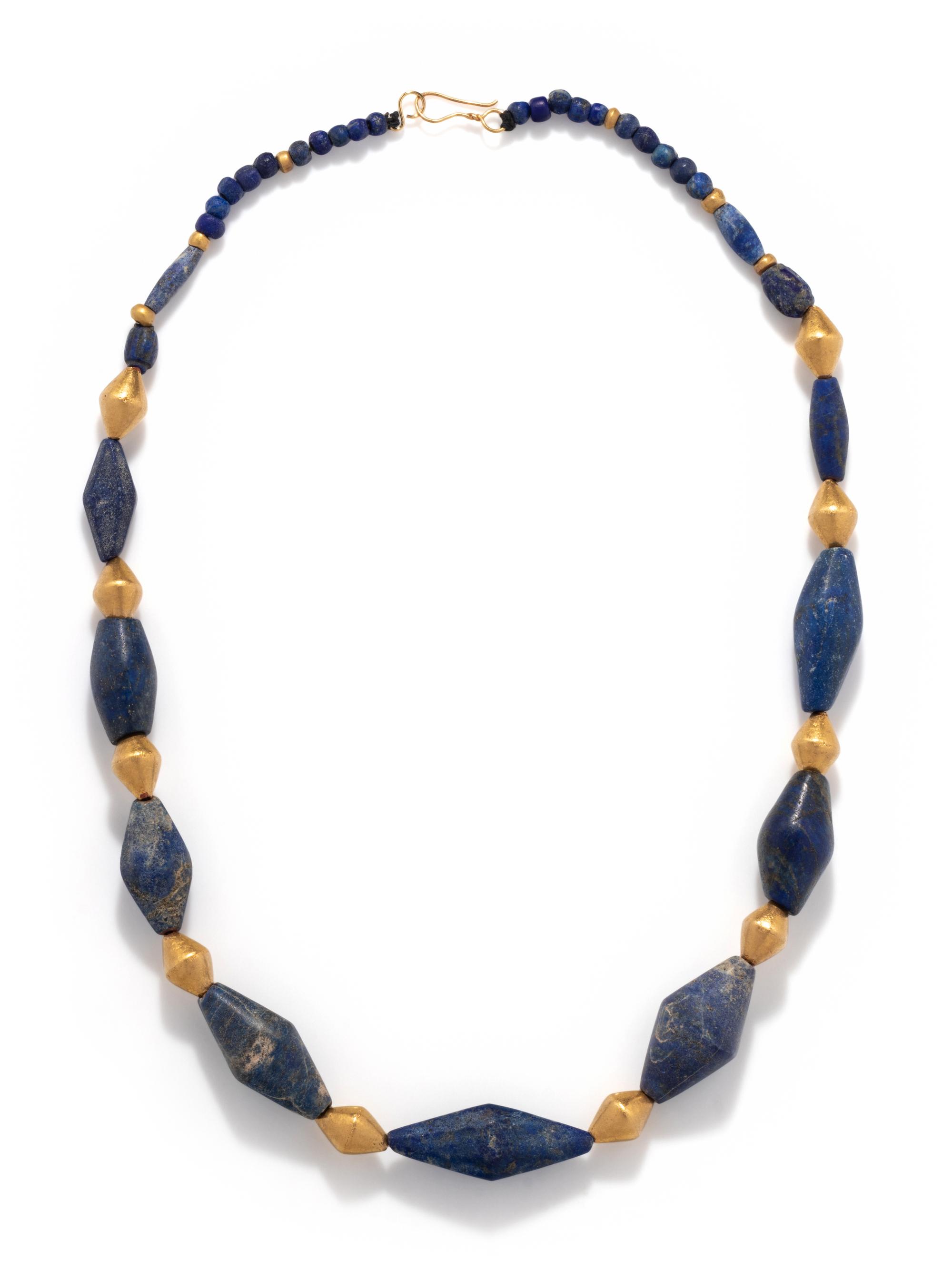 A Sumerian Lapis Lazuli and Gold Bead Necklace