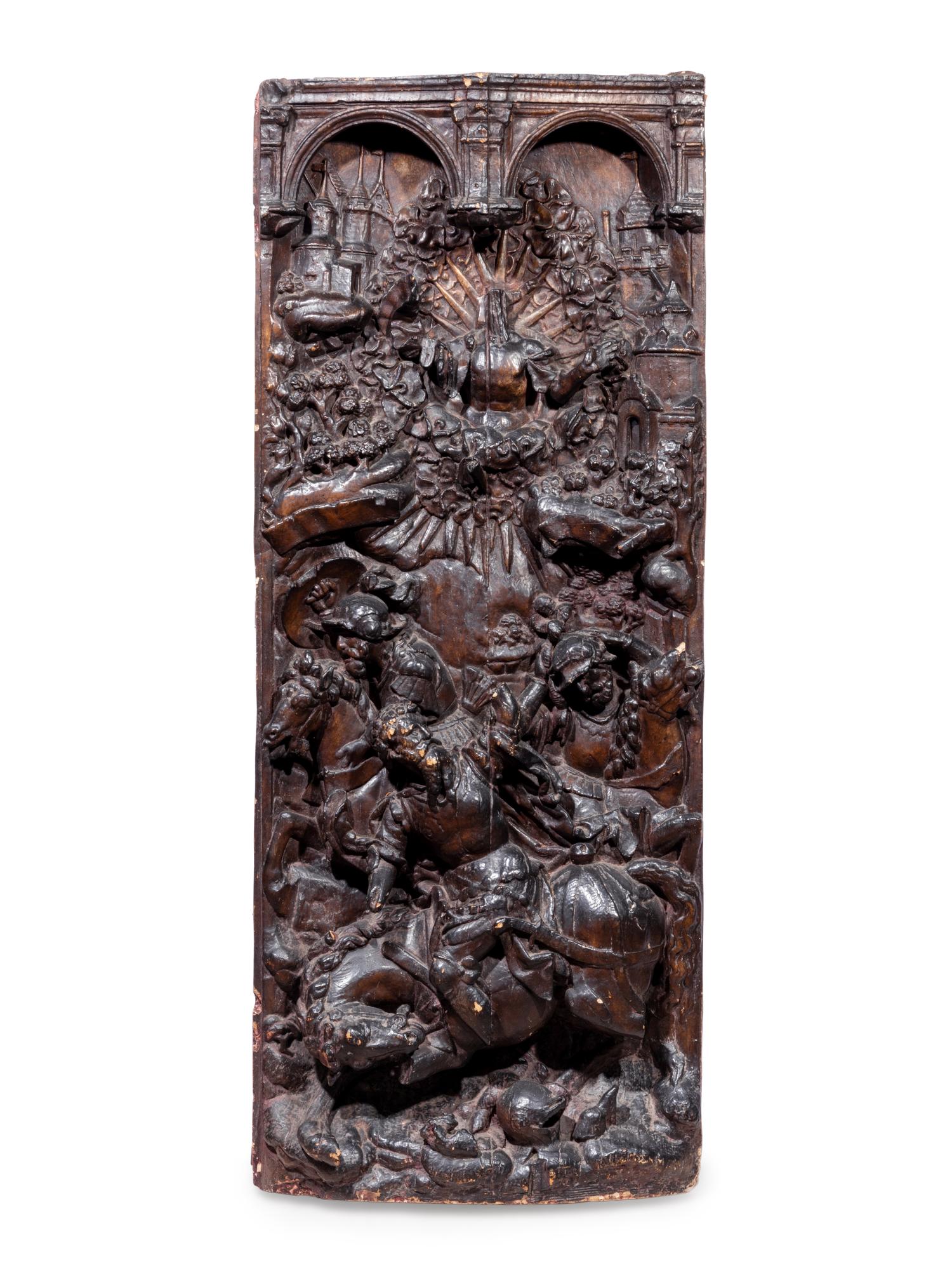 A Continental Gothic Style Molded Relief Panel