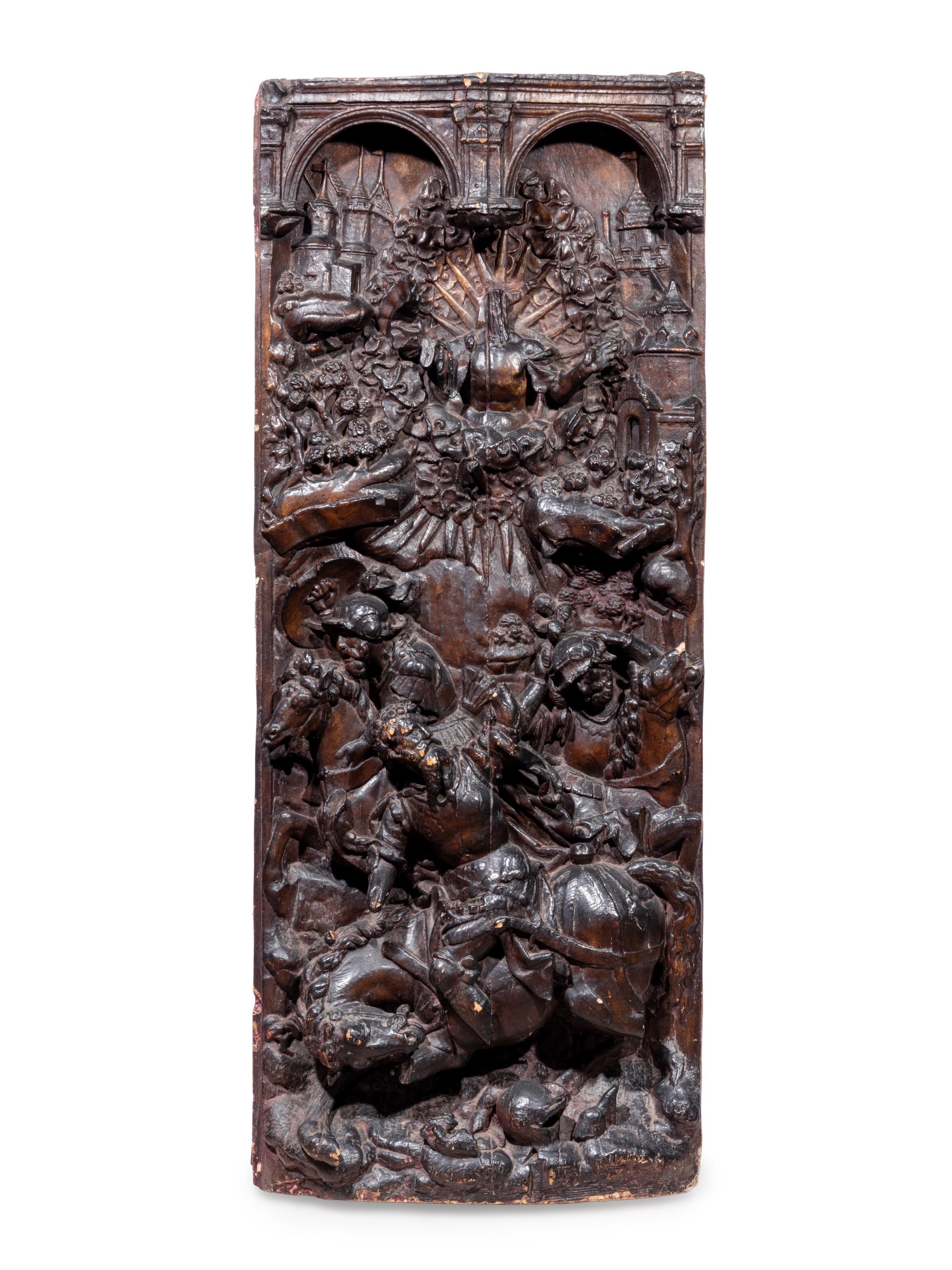 A Continental Gothic Style Molded Relief Panel