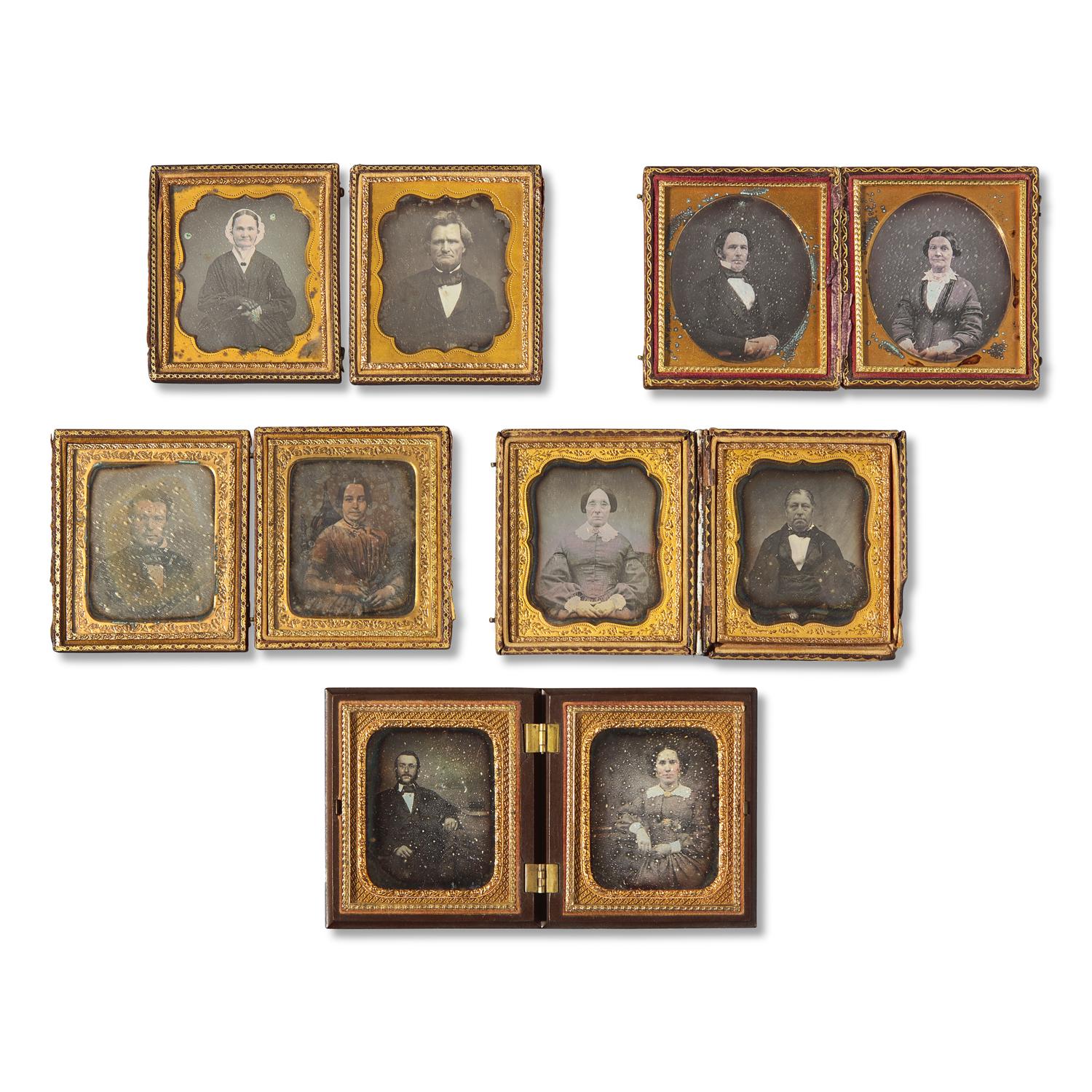 [Early Photography] Group of 10 Sixth Plate Daguerreotype Paired Portraits, All Couples