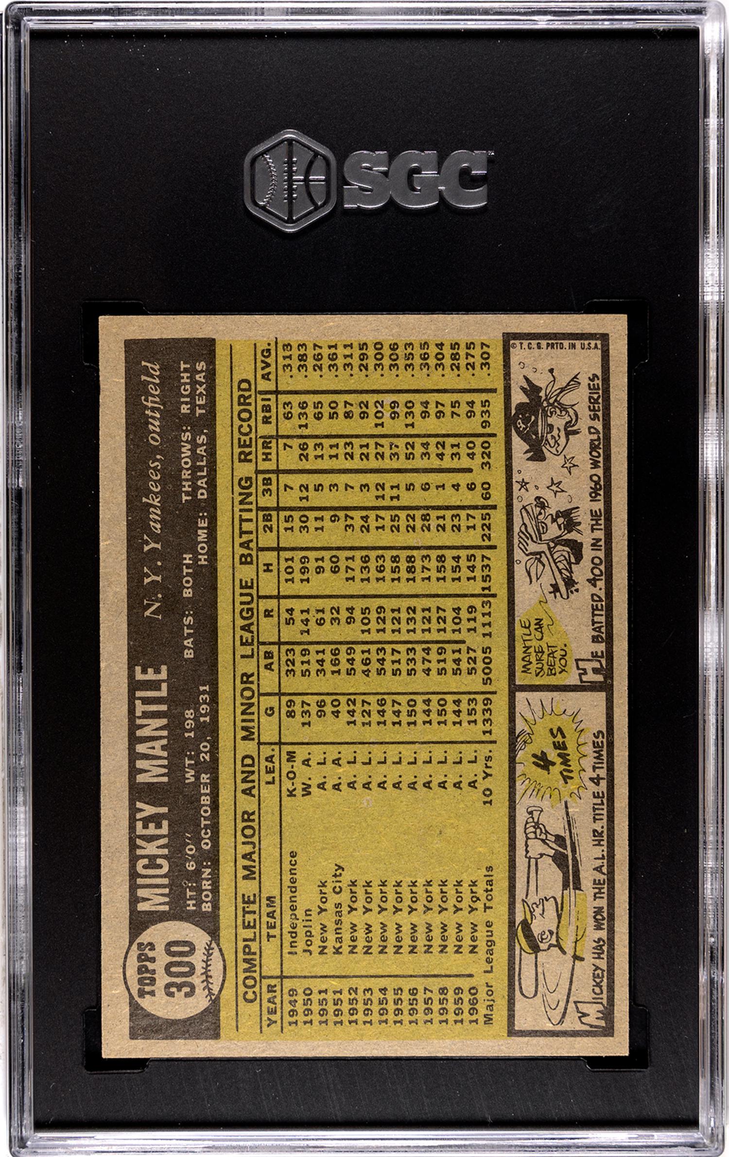 A Complete Set of 1961 Topps Baseball Cards Including SGC Graded Key Cards (589/589),