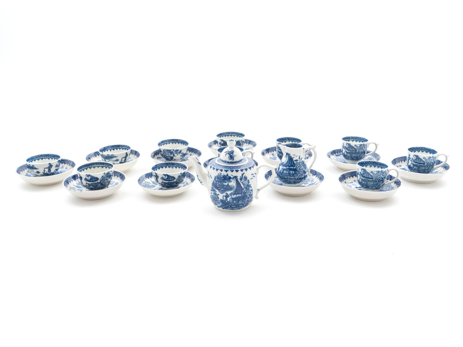 A Worcester Blue and White Porcelain Child's Tea Service — C. 1800