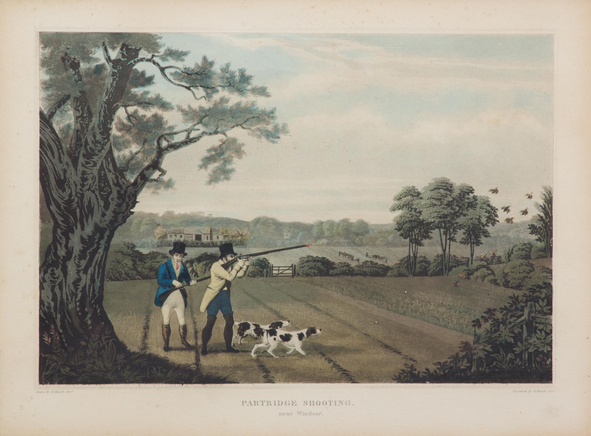 Robert HAVELL JR., after - Robert HAVELL Jr., engraver Image 8 3/8 x 12 1/8 inches. — Partridge Shooting - Pheasant Shooting - Wild Duck Shooting - Snipe Shooting, Plates I-IV