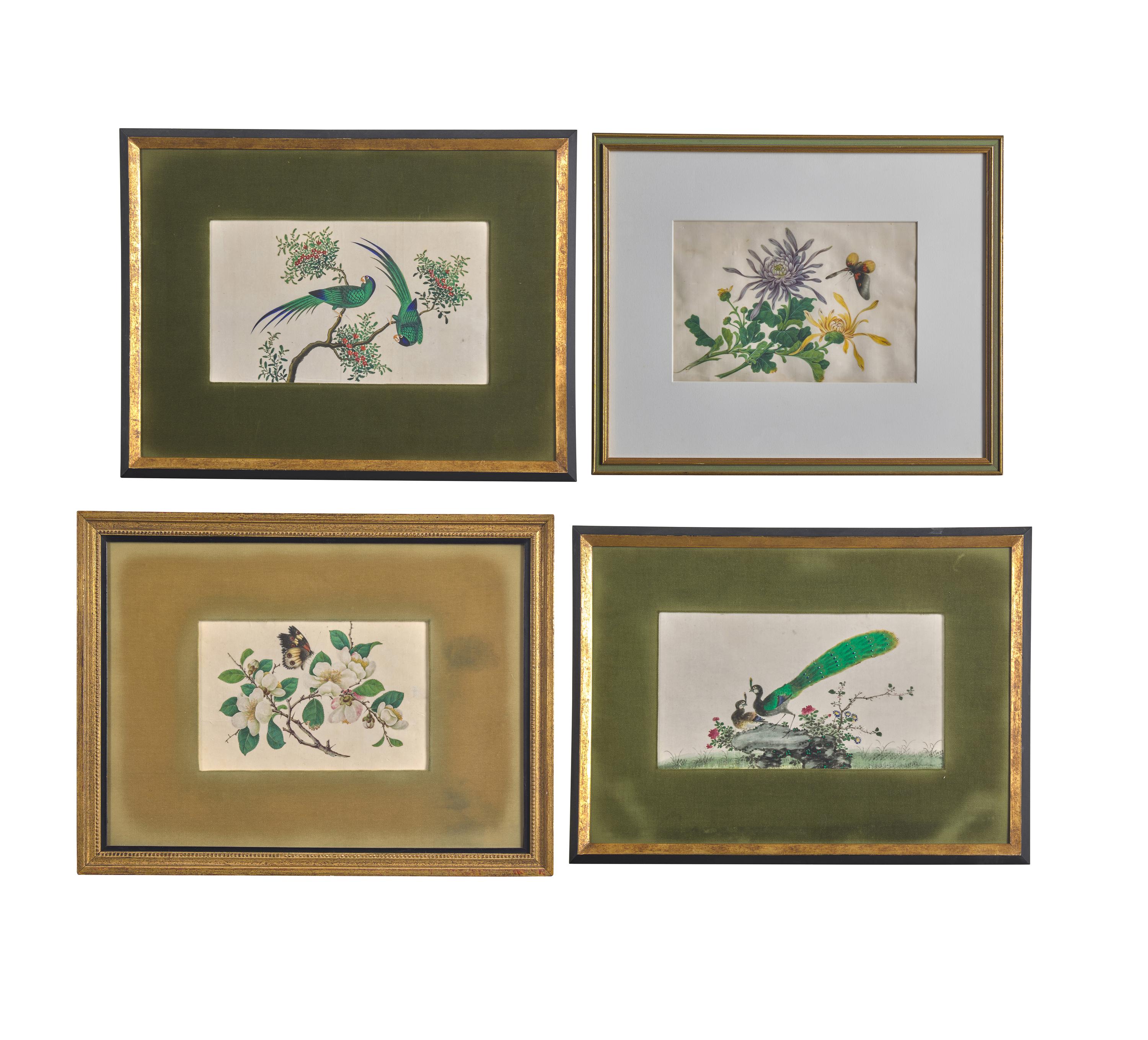Four Chinese Pith Paintings, Late 19th-Early 20th Century 清晚期 通草畫四幅