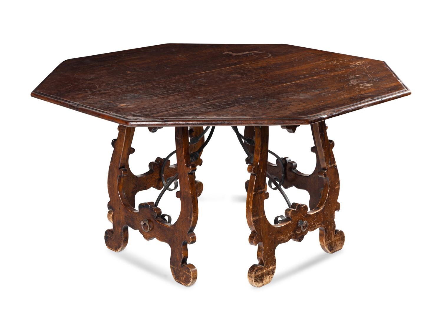 An Italian Marquetry Trestle Table