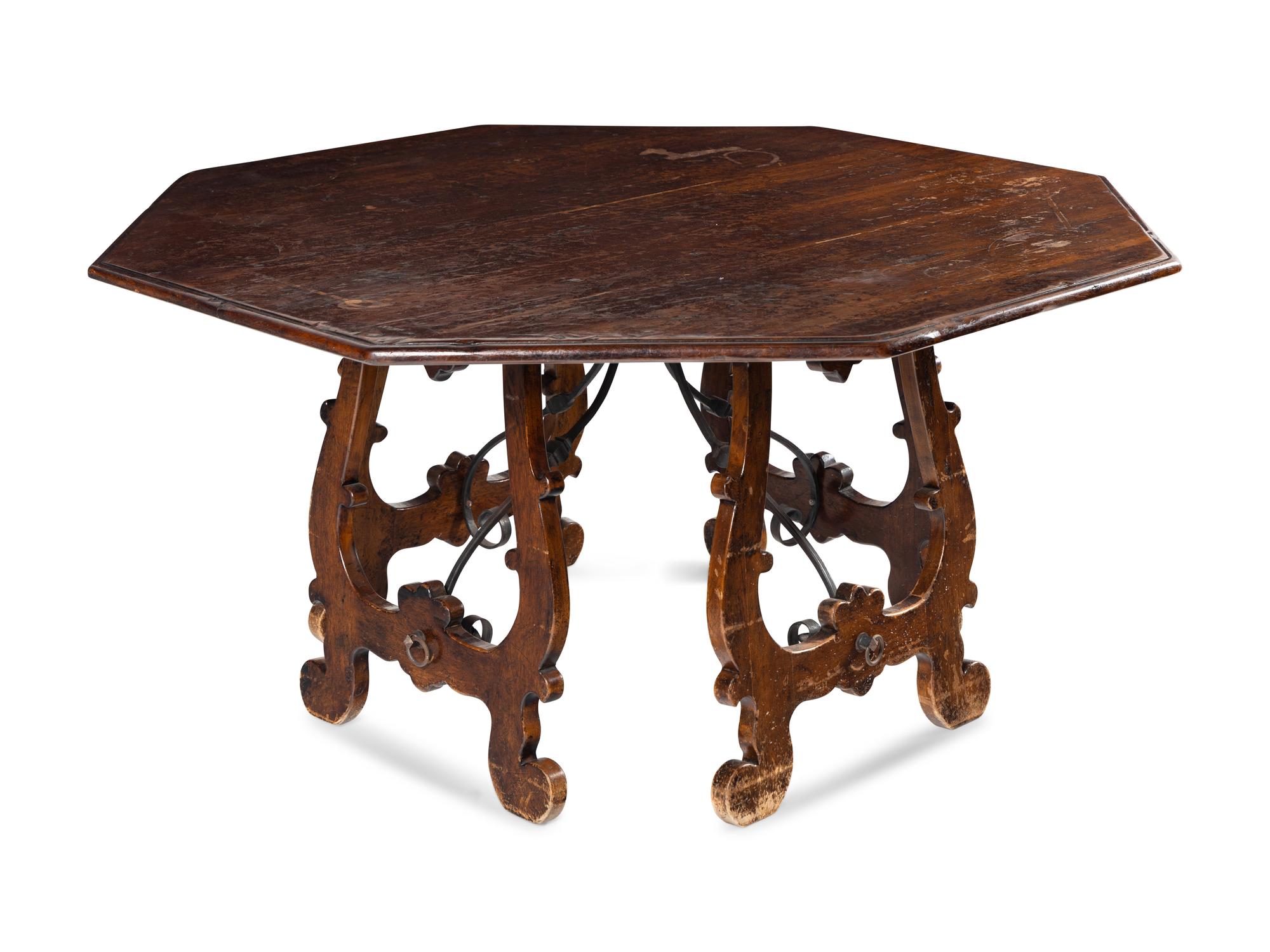 An Italian Marquetry Trestle Table