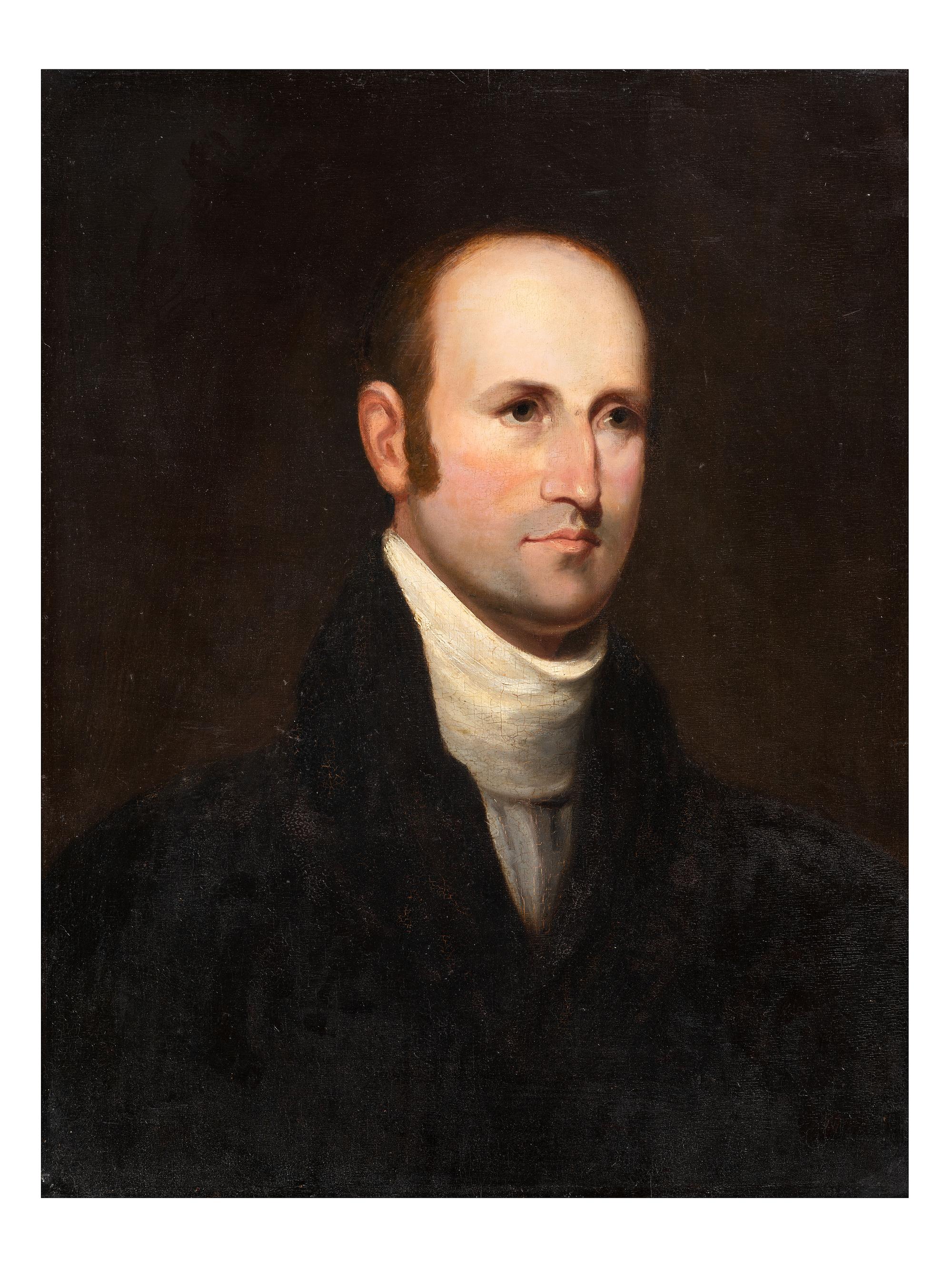 Matthew Harris Jouett (1788-1827) A portrait of Dr. Horace Holley (1808-1827) oil on panel 26 1/2 x 20 3/8 inches.