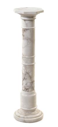 A Continental White Marble Pedestal, Height 39 7/8 inches.