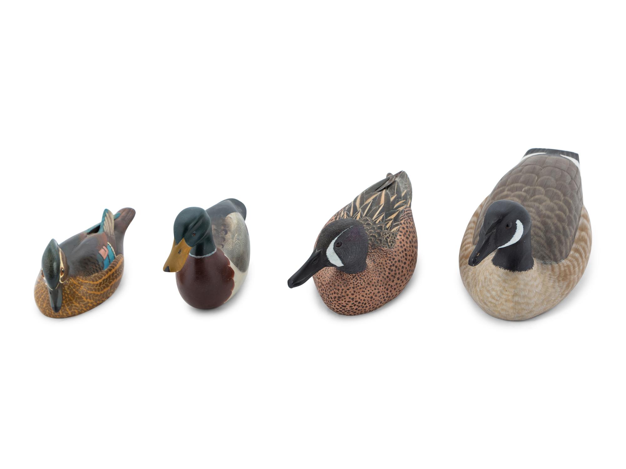 A Group of Carved and Polychromed Painted Artist Duck Decoys