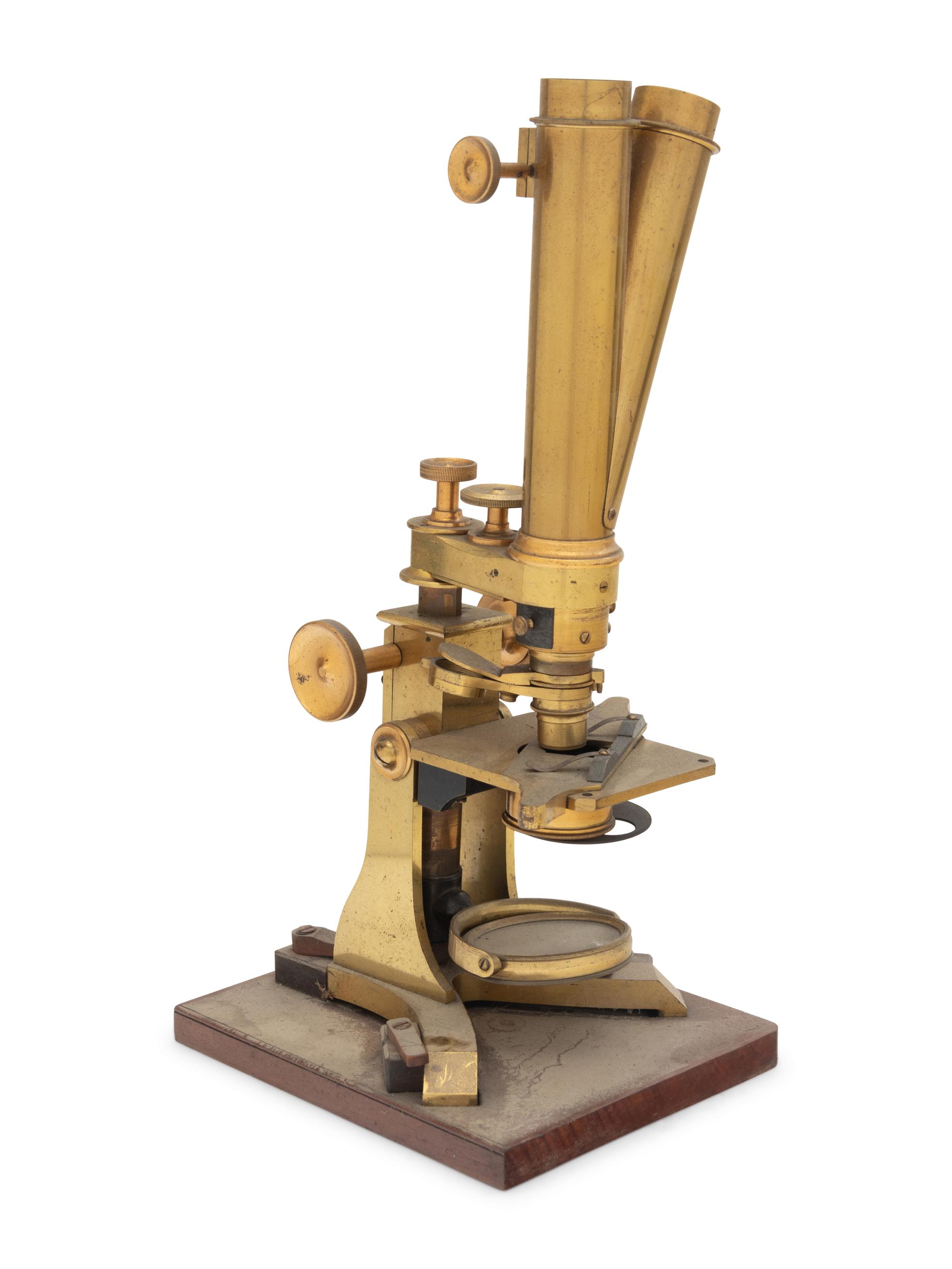 An English Brass Binocular Microscope