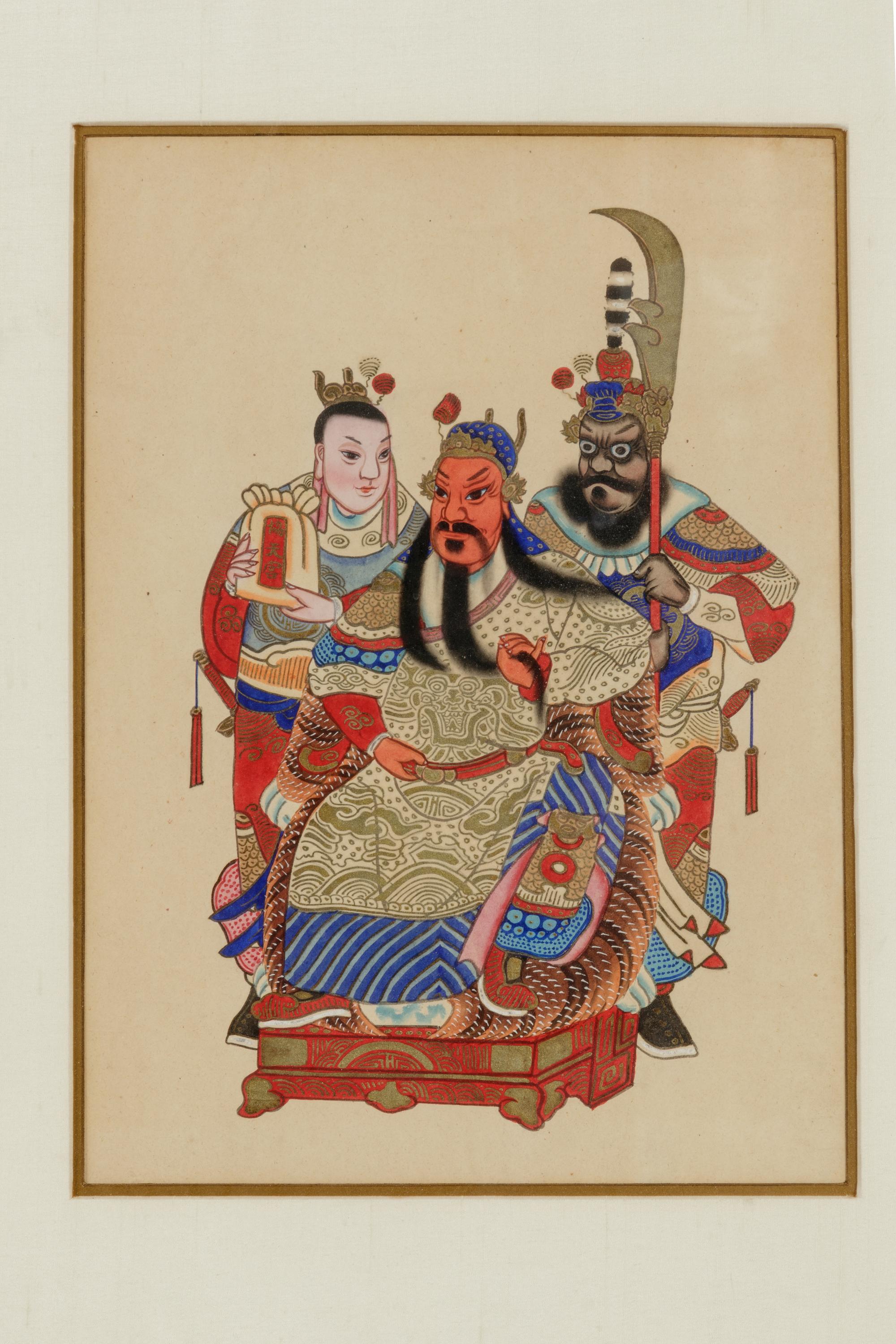 Three Chinese Ink and Color on Paper Paintings