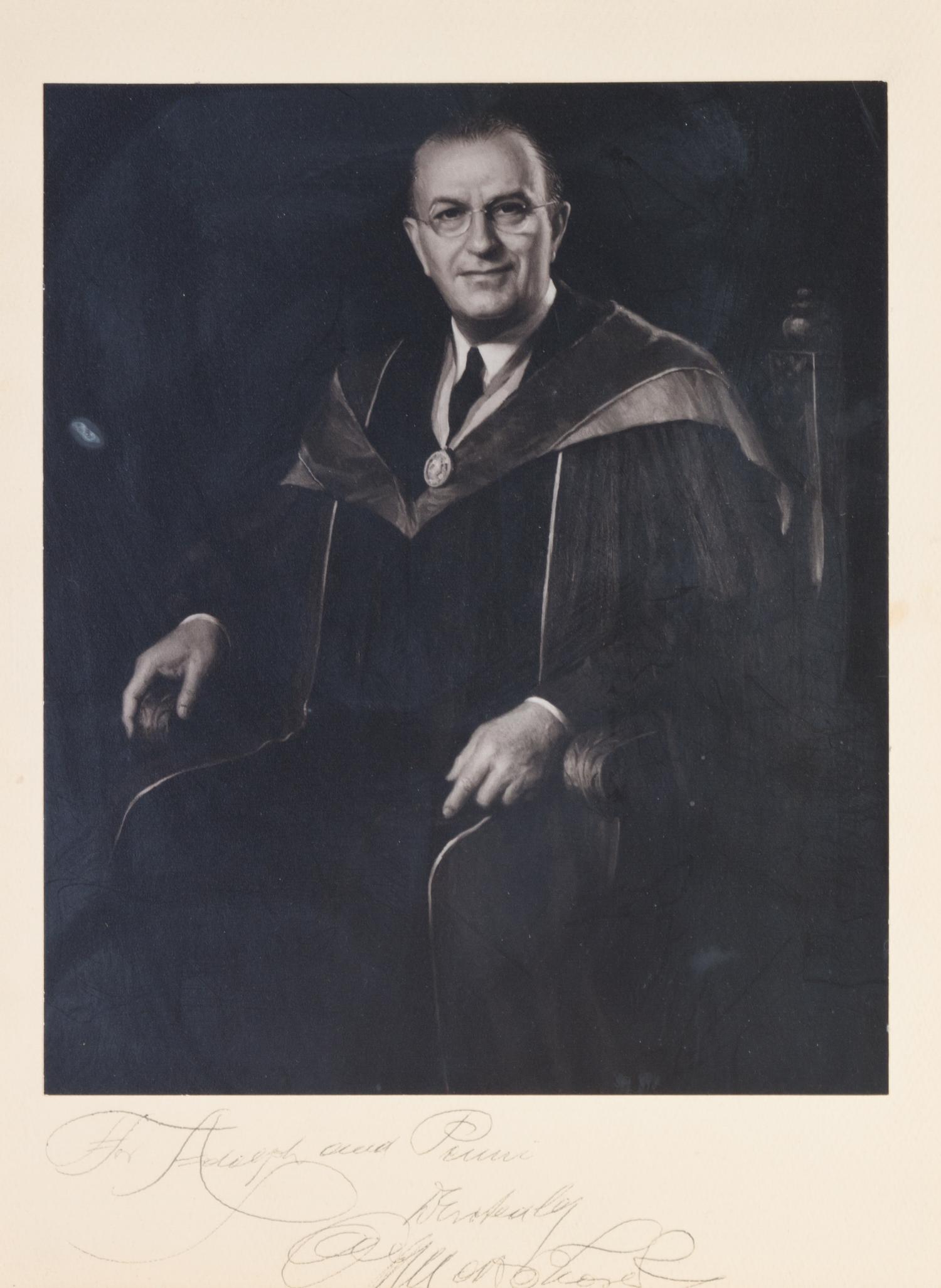THOREK, MAX. Black and white photograph inscribed and signed ("Max Thorek" on mat.