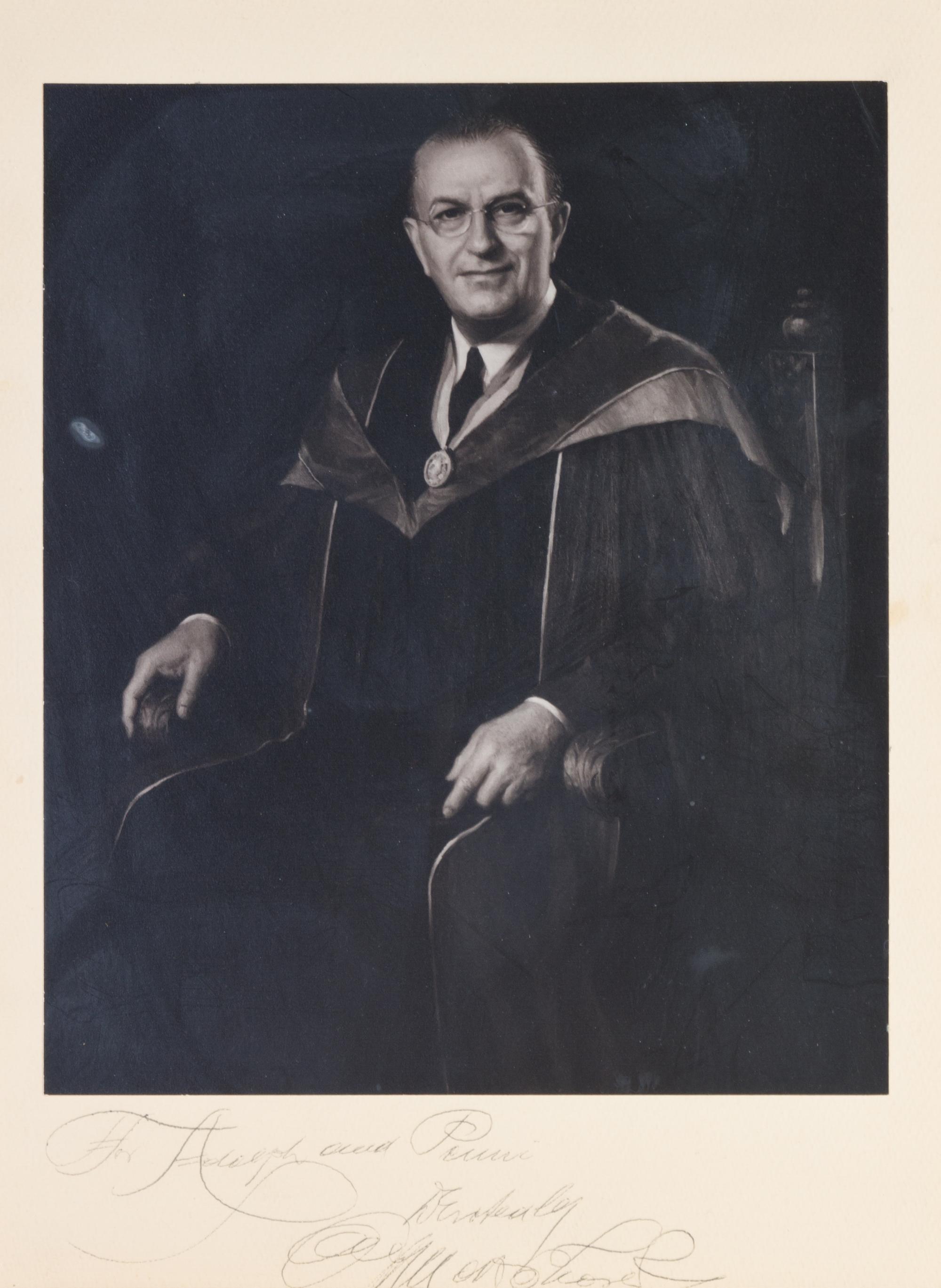 THOREK, MAX. Black and white photograph inscribed and signed ("Max Thorek" on mat.