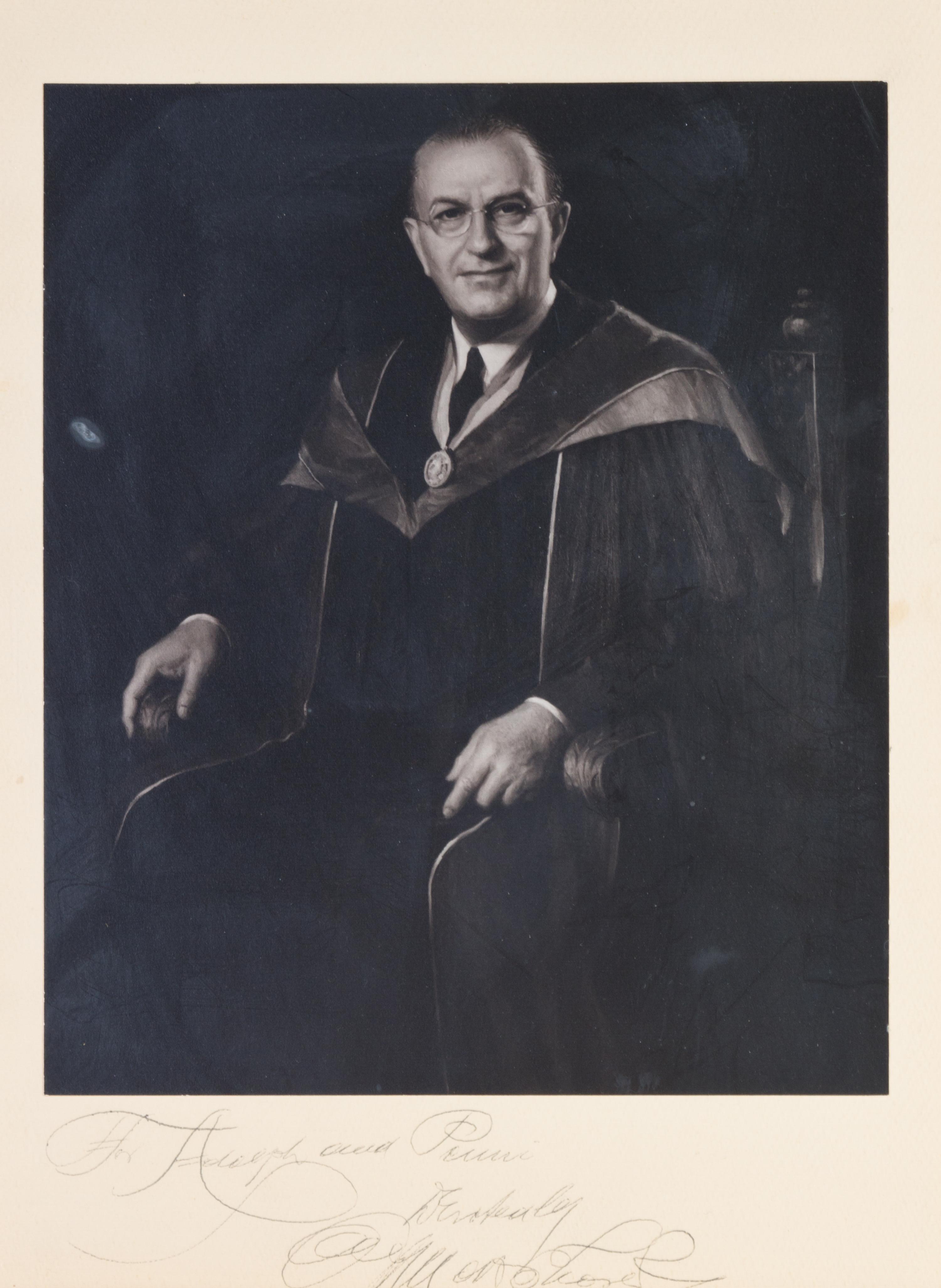 THOREK, MAX. Black and white photograph inscribed and signed ("Max Thorek" on mat.