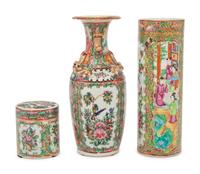 Three Rose Medallion Porcelain Articles