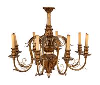 A Gilt Metal Mounted Parcel Gilt Eight-Light Chandelier — 20TH CENTURY