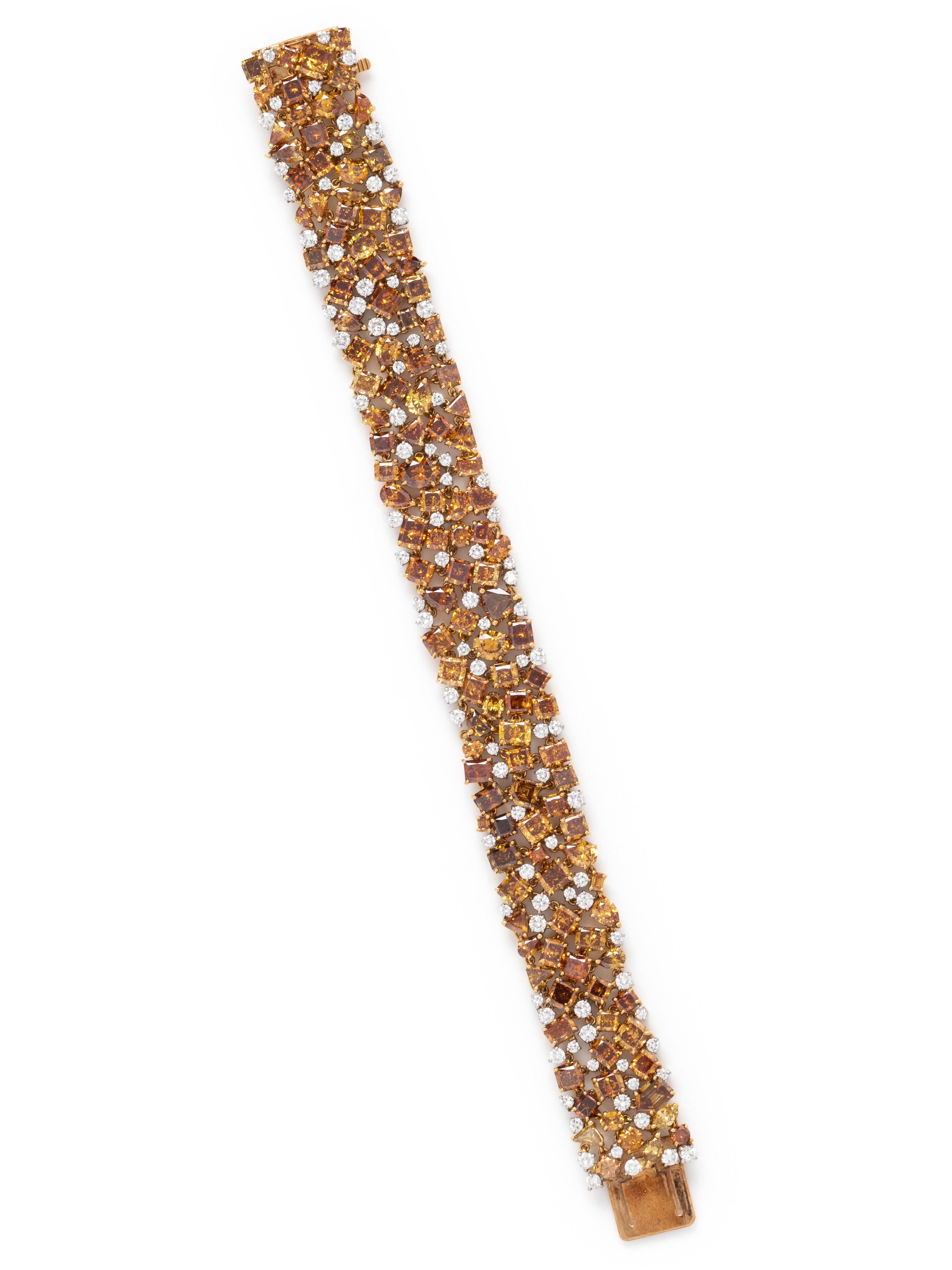 OSCAR HEYMAN, DIAMOND AND COLORED DIAMOND BRACELET