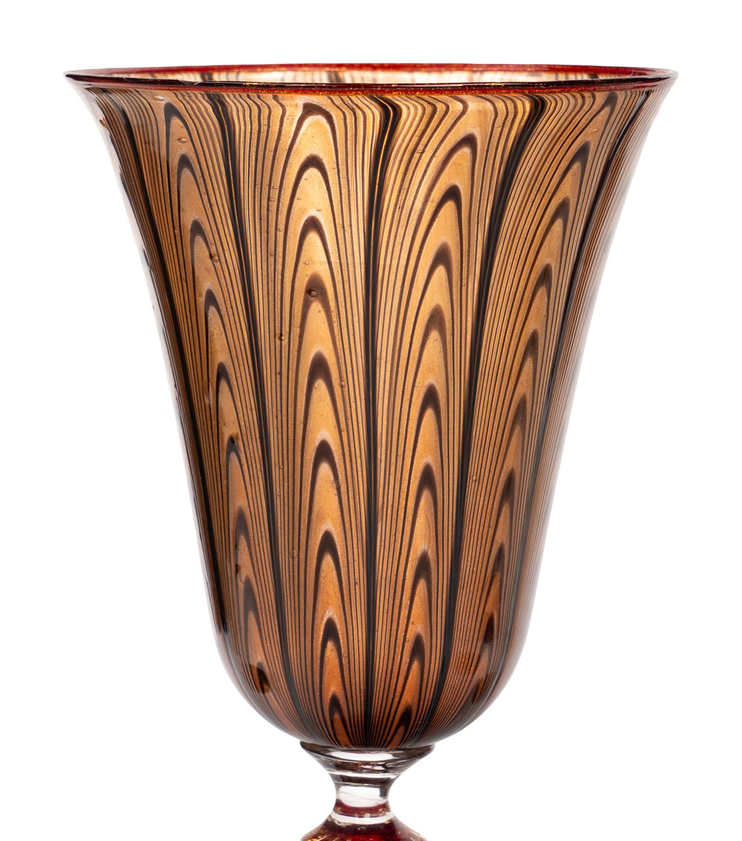 A Group of Five Murano Glass Wine Stems