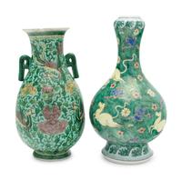 Two Chinese Famille Verte Porcelain Vases