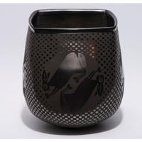 Blackware Pottery Vase, with Rabbits