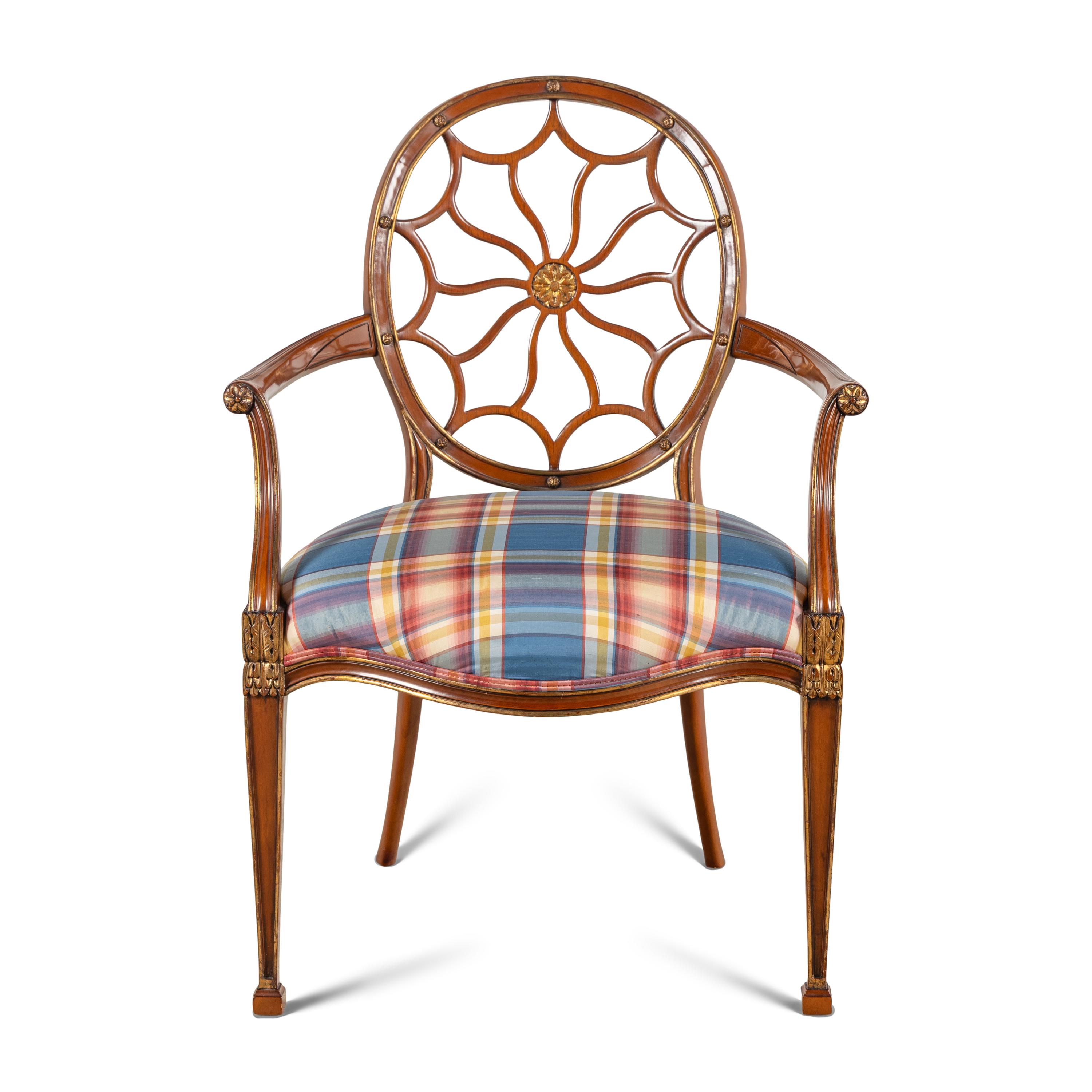 A George III Style Mahogany and Parcel-Gilt Arm Chair