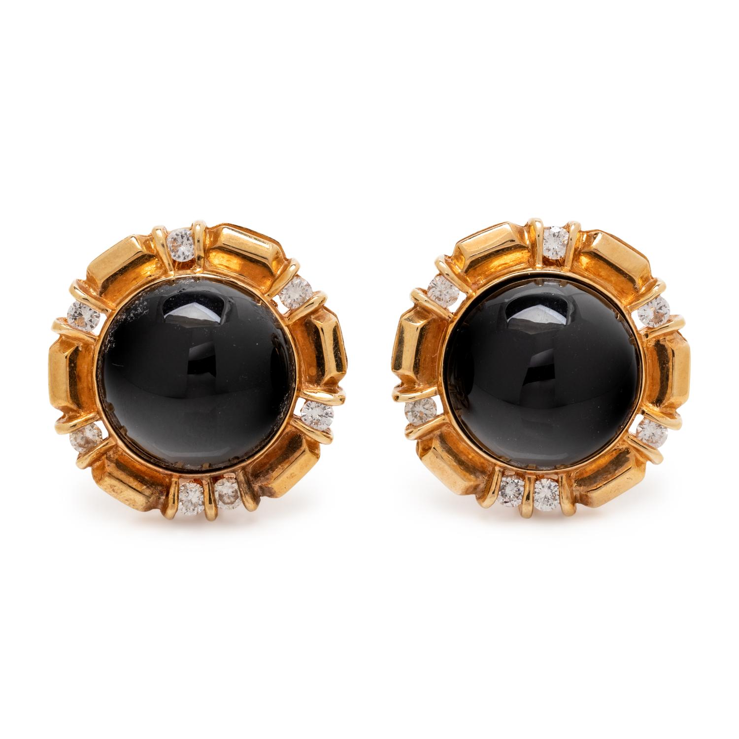 YELLOW GOLD, DIAMOND AND MULTIGEM CONVERTIBLE EARCLIPS