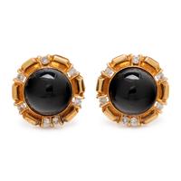 YELLOW GOLD, DIAMOND AND MULTIGEM CONVERTIBLE EARCLIPS