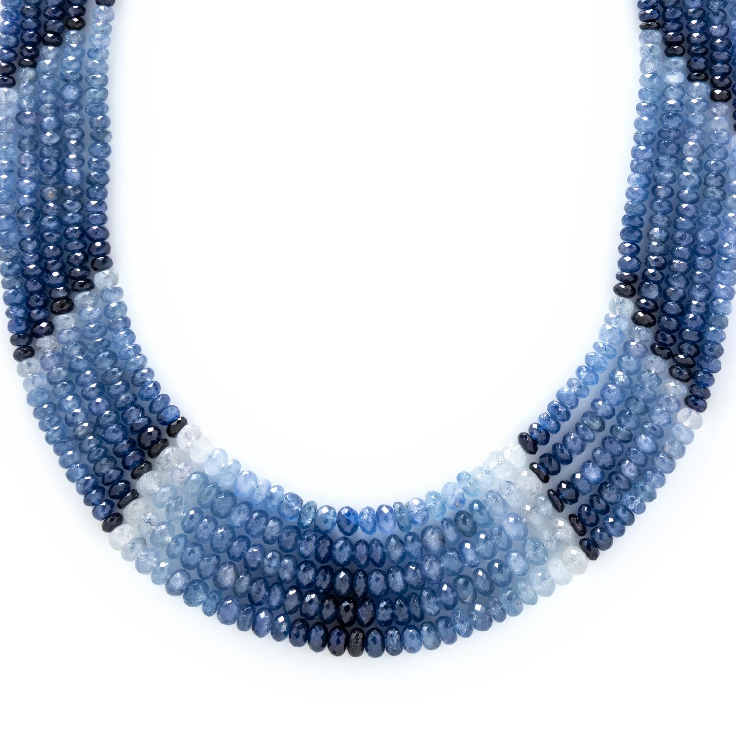 MULTISTRAND SAPPHIRE BEAD NECKLACE
