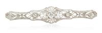 A Platinum, White Gold and Diamond Bar Brooch, 3.90 dwts.