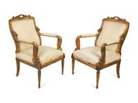 A Pair of Italian Giltwood Armchairs