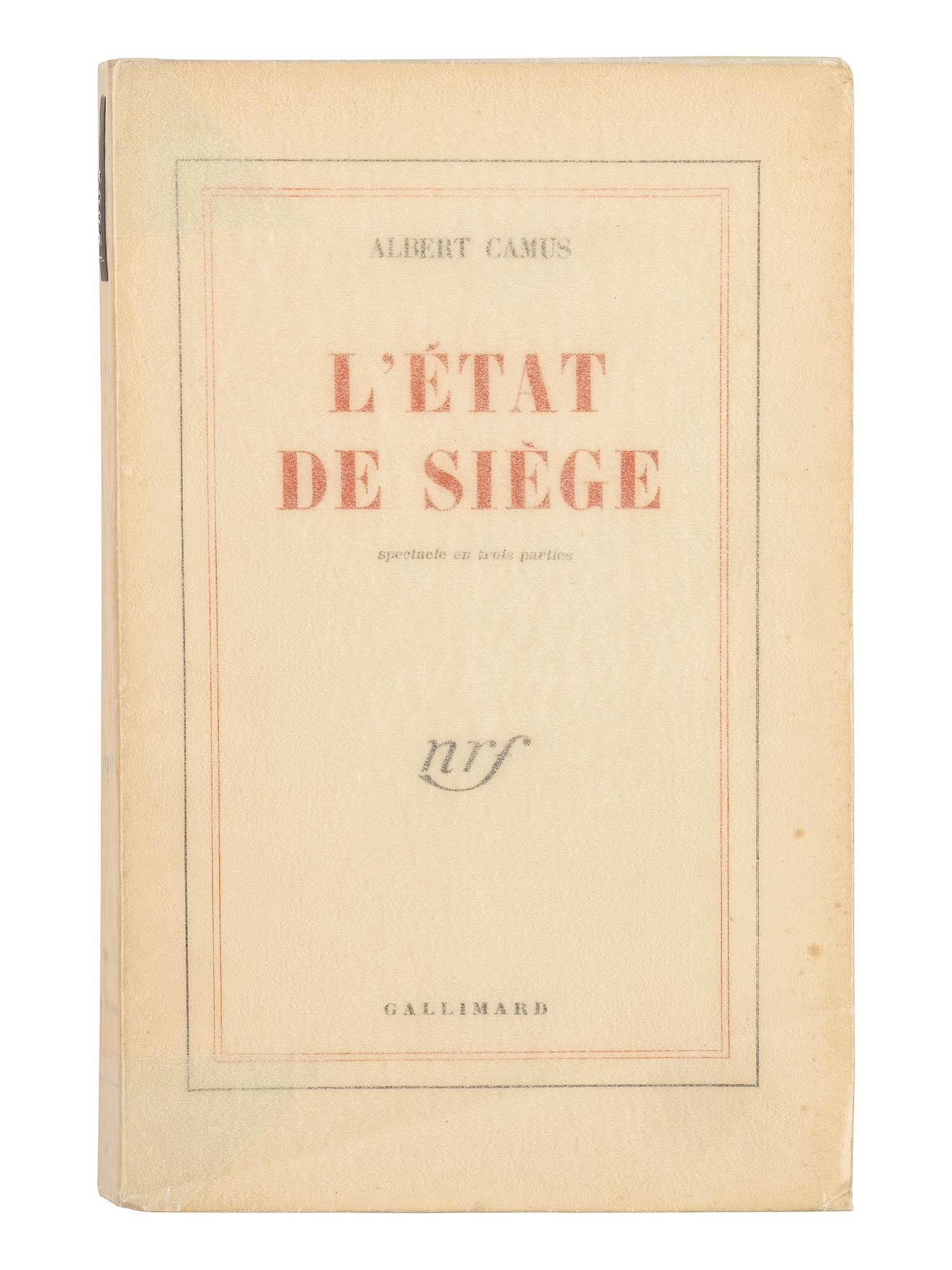 CAMUS, Albert (1913-1960). Two PRESENTATION COPIES inscribed to Belgian writer and painter Jean de Bosschère, comprising: