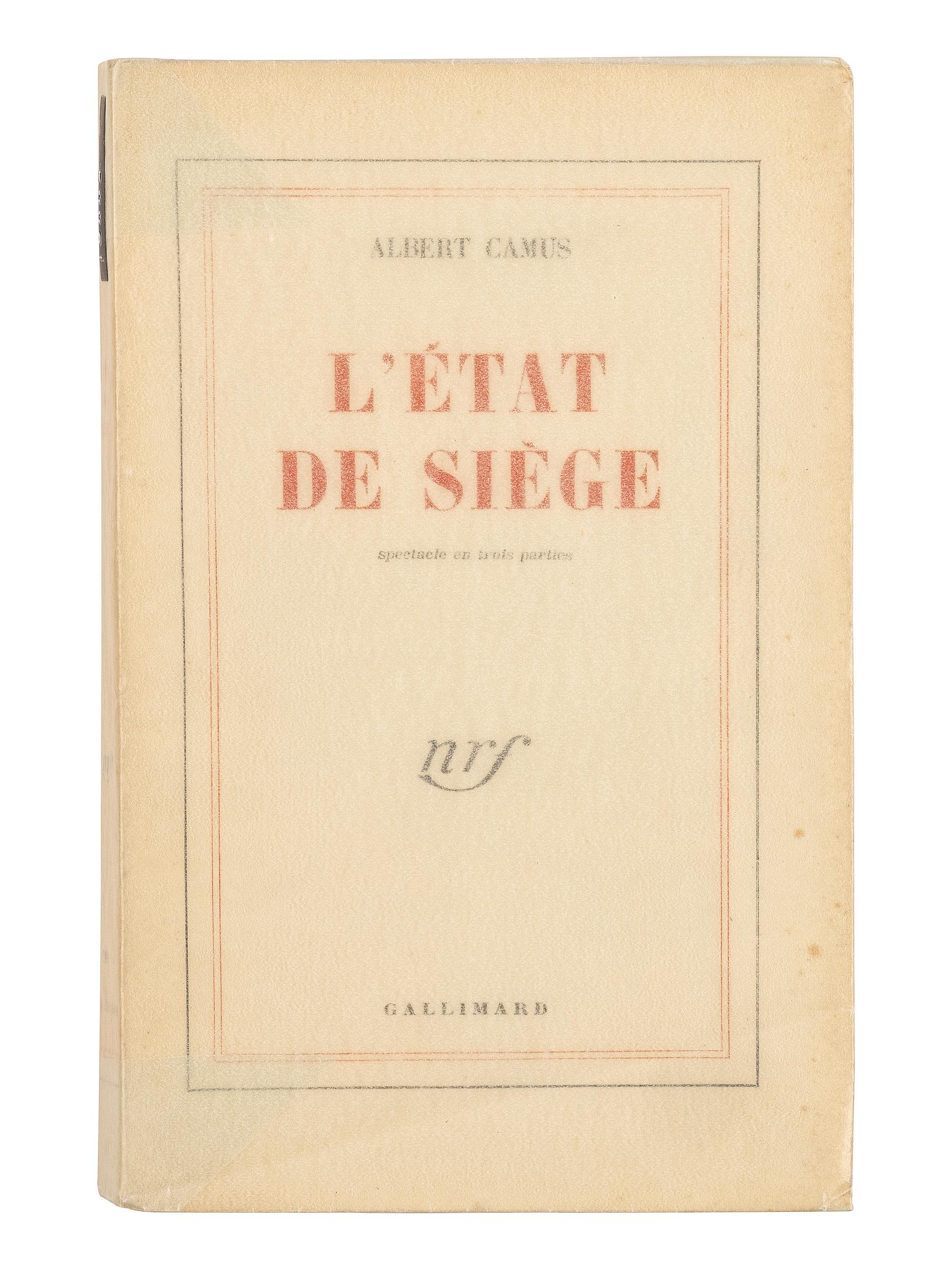 CAMUS, Albert (1913-1960). Two PRESENTATION COPIES inscribed to Belgian writer and painter Jean de Bosschère, comprising: